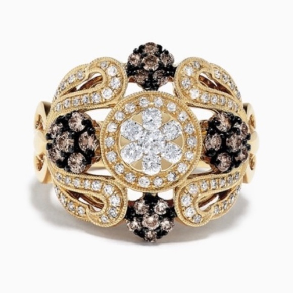 Effy 14k gold espresso and white diamond ring  7-8 - Picture 2 of 6